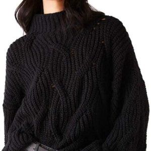 Free People Oversized Chunky Mock Neck Cable Knit Sweater